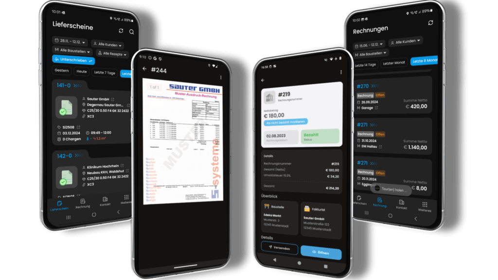 s
-edoc-App für das mobile Verwalten von 
Lieferscheinen und Rechnungen